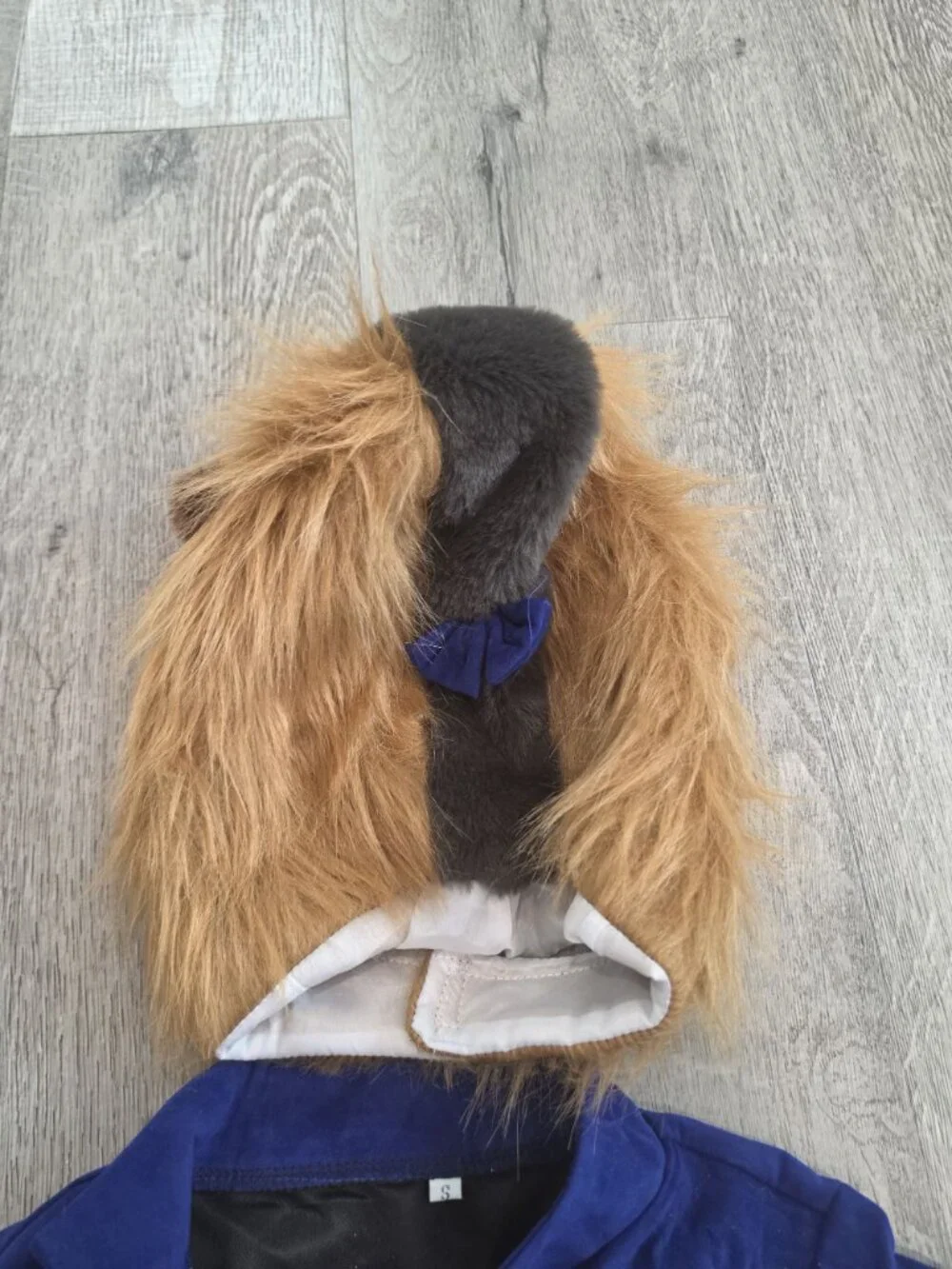 Disney Beast Halloween Costume Hooded Mask & Royal Blue Jacket Lace Cuffs Size S